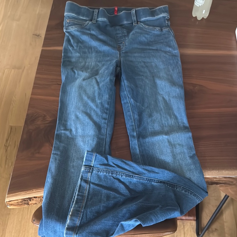 SPANX Blue Flare Wide Leg Jeans